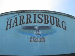 Water tank with harrisburg Eagle painted on the side