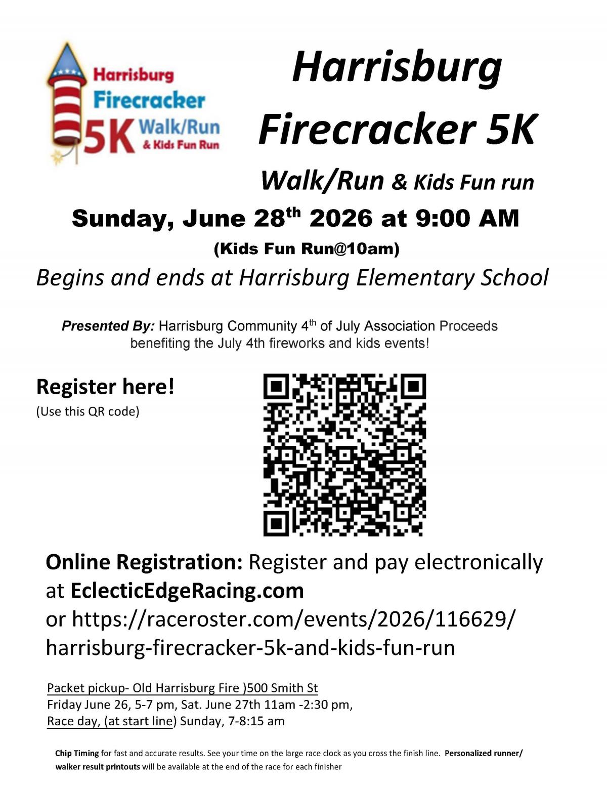 Firecracker 5 K Poster and Qual Code to Register